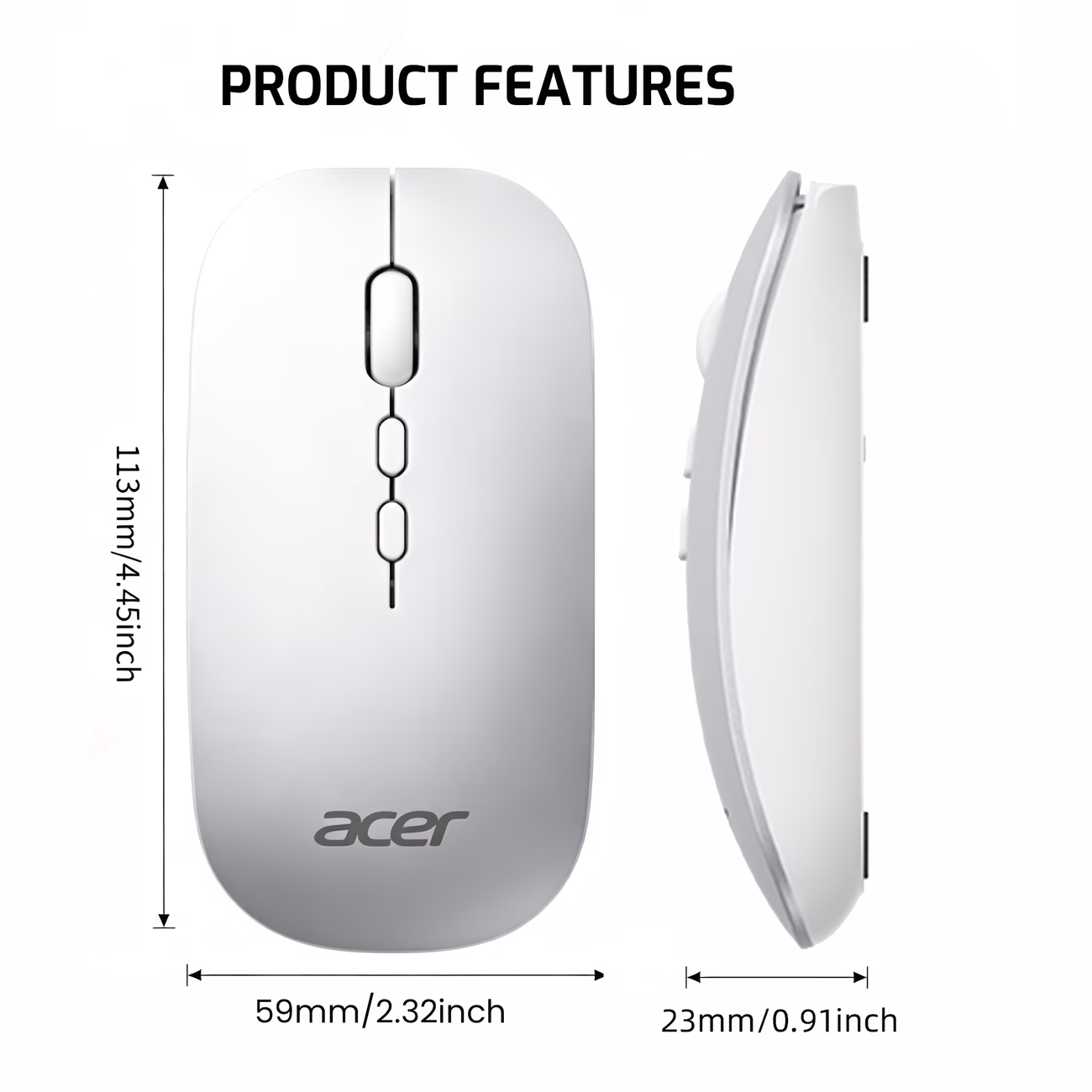 Myš k dobíjení USB Acer